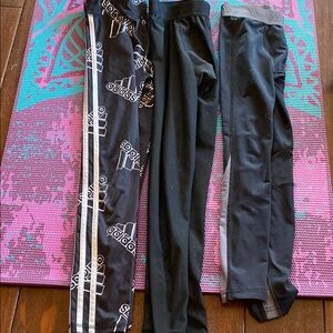 Adidas Black and Gray Leggings Athletic Wear